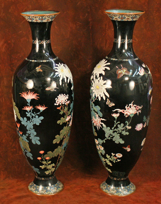 Massive Pair of 19th Century Cloisonne Vases