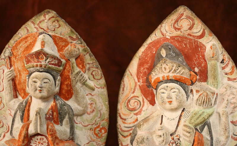 18th Century Japanese Stone Sculpture Pair of Sattva