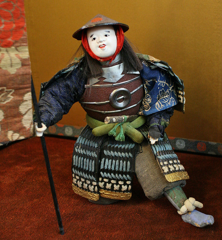 Rare and Intact Edo Period Pair of Samurai Ningyo