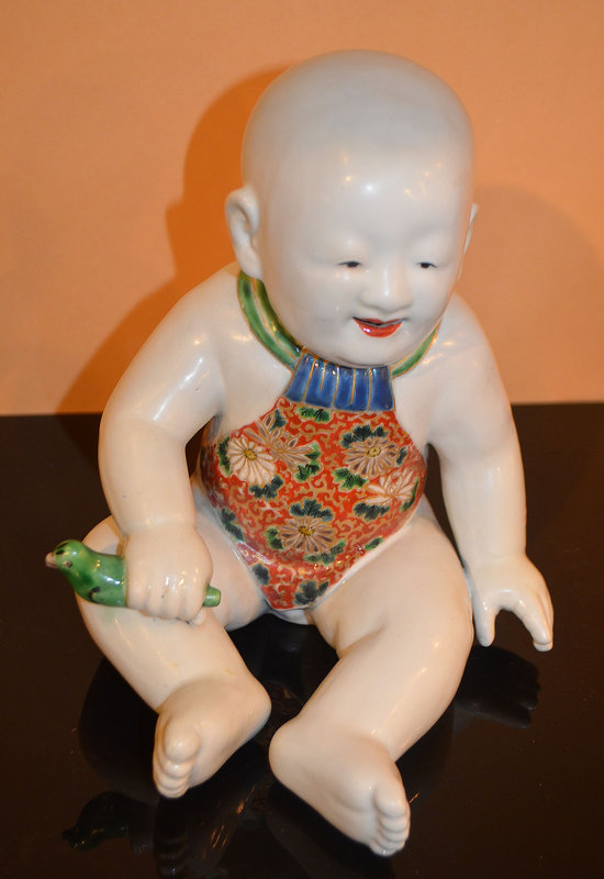 Japanese Satsuma Porcelain Sculpture of a Baby Boy