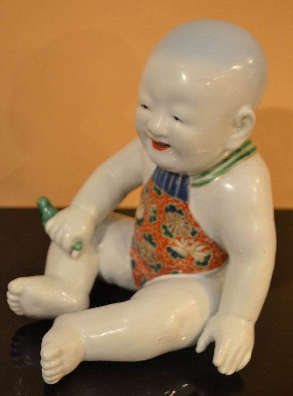Japanese Satsuma Porcelain Sculpture of a Baby Boy
