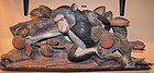 Buddhist Temple Carving of a Monkey on a Peach Tree