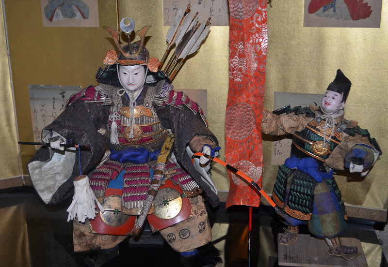 Late Edo Period Musha Ningyo of Samurai and Attendant