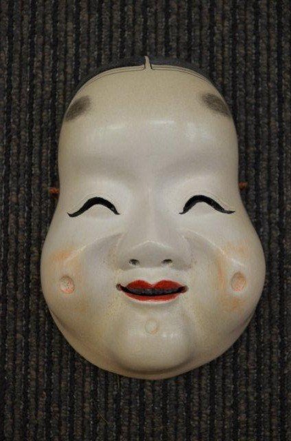 19th Century Noh Mask of Okame, the Goddess of Mirth