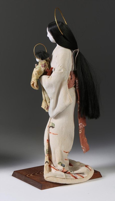 Japanese Ningyo of a Mother and Child or Mary and Child