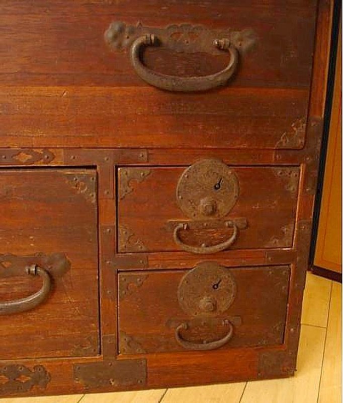 Japanese Antique Yonezawa Isho Tansu Clothing Chest