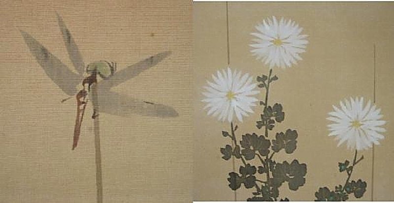 Chrysanthemums and Dragonfly by Buncho's Student,Sessho