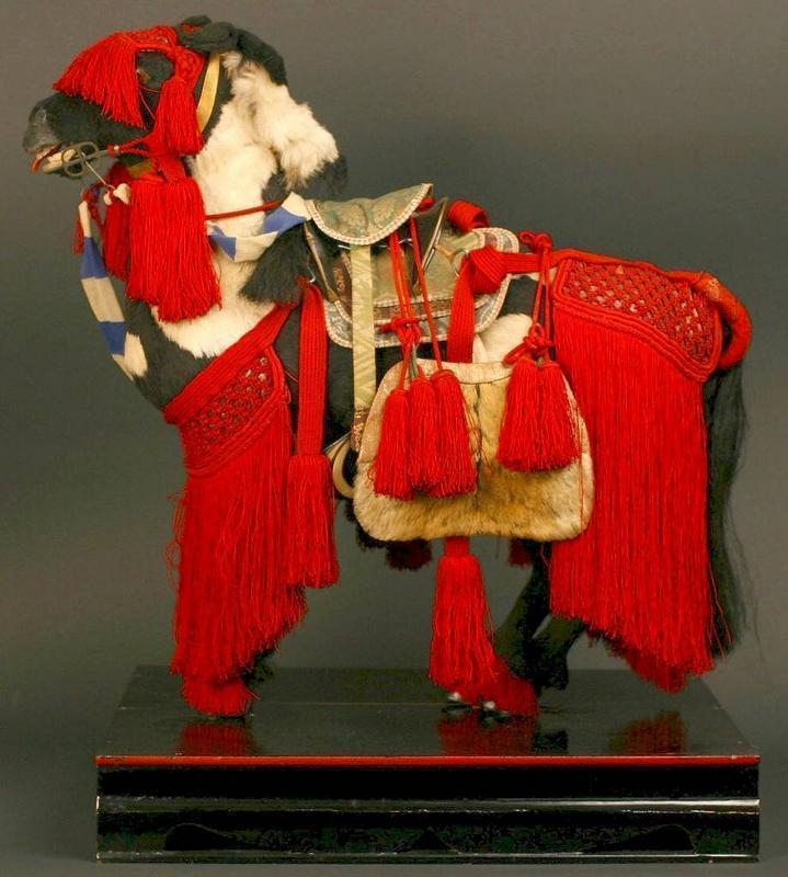 Spectacularly Adorned Fine Japanese Battle Horse Doll