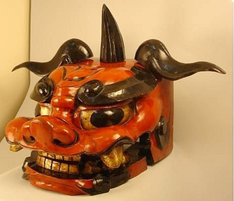 Large, Impressive Japanese Parade Float Mask of a Lion