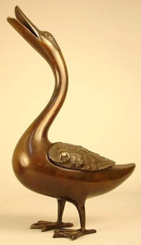 Fine Antique Japanese Bronze Sculpture of a Duck