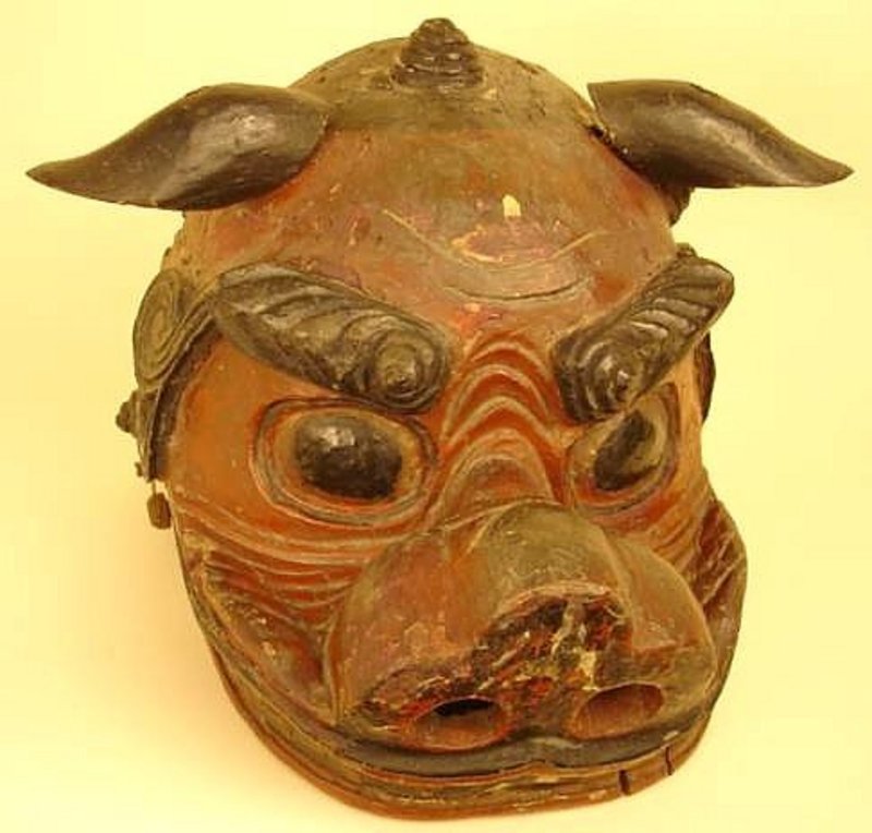 Very Rare Early 17th Century Japanese Lion Mask