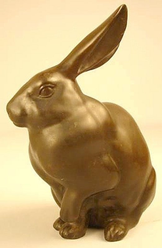 19th Century Japanese Bronze Sculpture of a Rabbit
