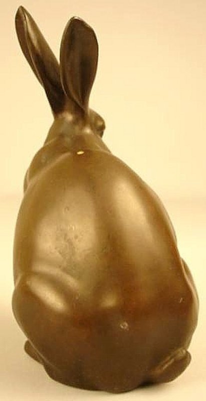 19th Century Japanese Bronze Sculpture of a Rabbit