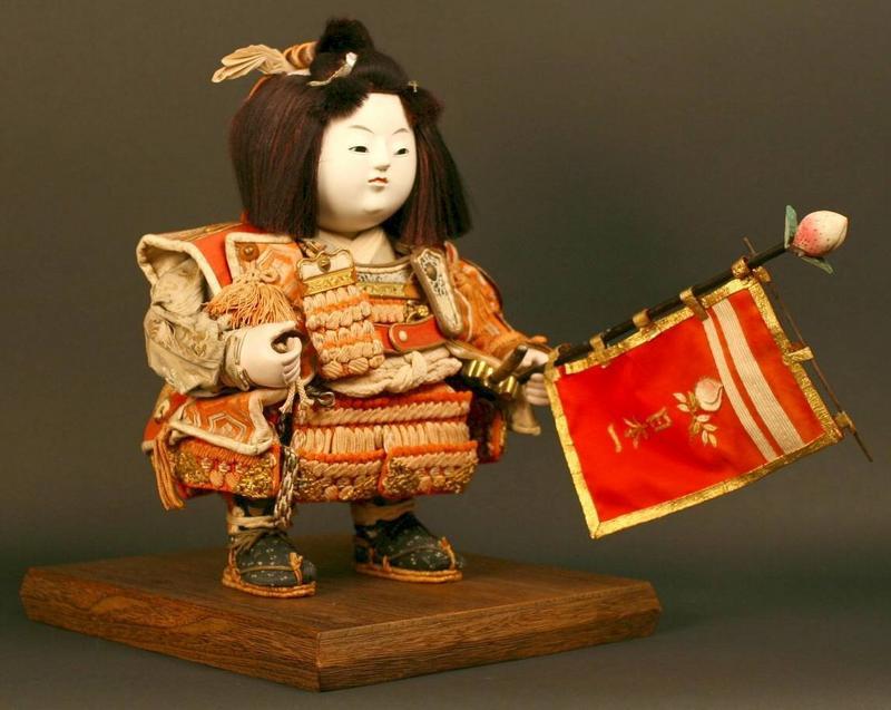 Splendid 19th Century Momotaro the Peach Boy Doll
