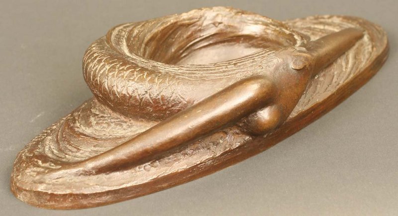 Antique Japanese Bronze Sculpture, Mermaid in Whirlpool