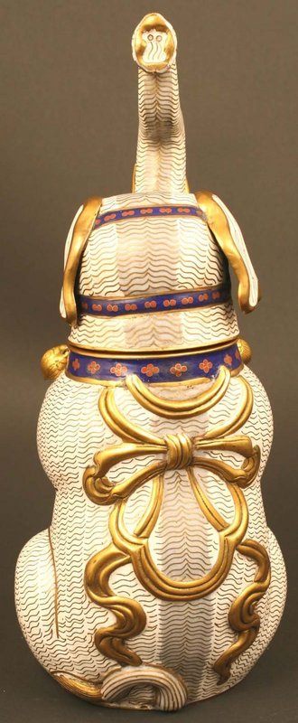 Rare Japanese Cloisonne Sculpture, Circus Elephant Jar