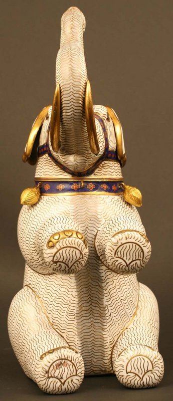 Rare Japanese Cloisonne Sculpture, Circus Elephant Jar