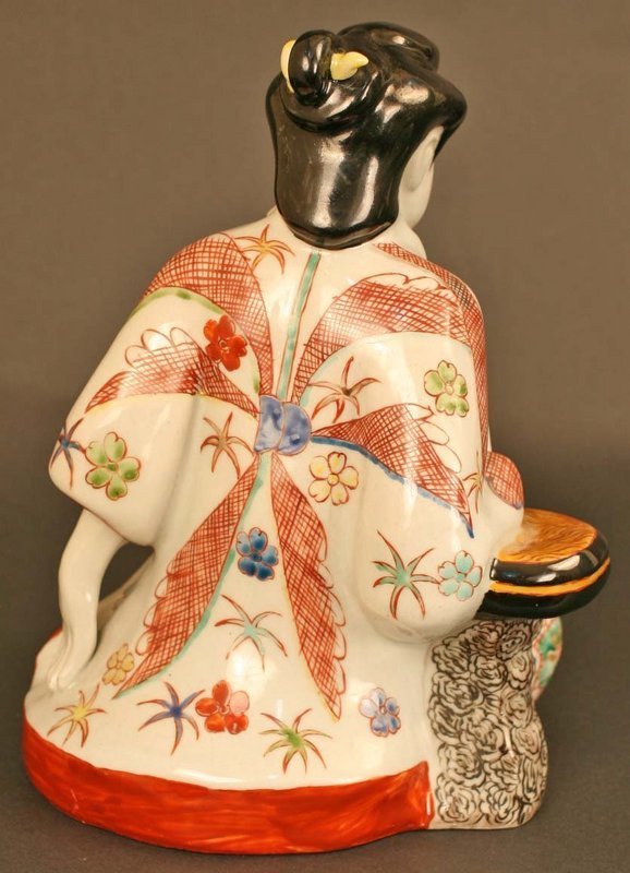 Japanese Antique Porcelain Seated Girl, 19th Century