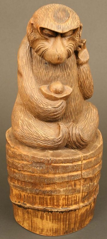 Japanese Antique Sculpture, Okimono of a Snow Monkey