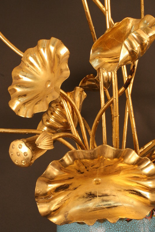 Japanese Gold Lacquered Lotus Flowers, early 19th C.