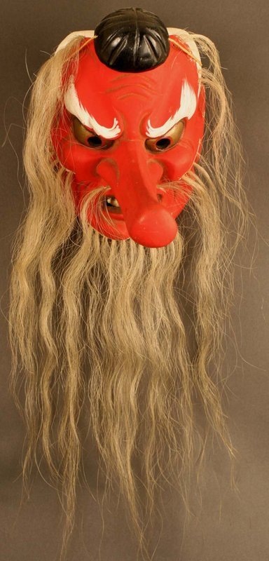 Japanese Tengu Mask, Fine Meiji Period Theater Piece