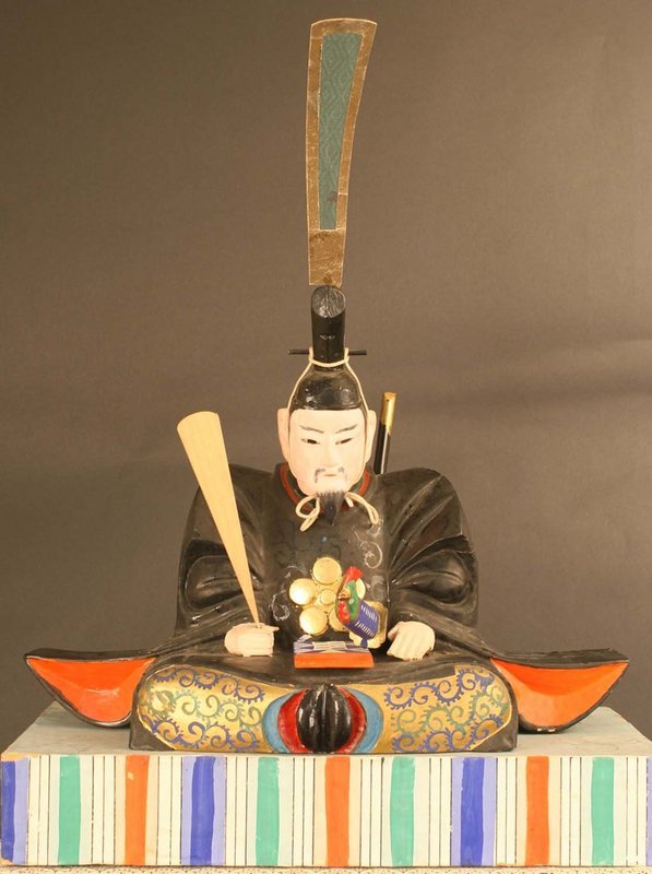 Lacquered Sculpture of Japanese Shinto God of Knowledge