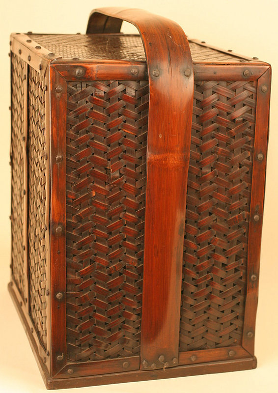 Very Rare 19thC. Japanese Woven Bamboo Tea Ceremony Box