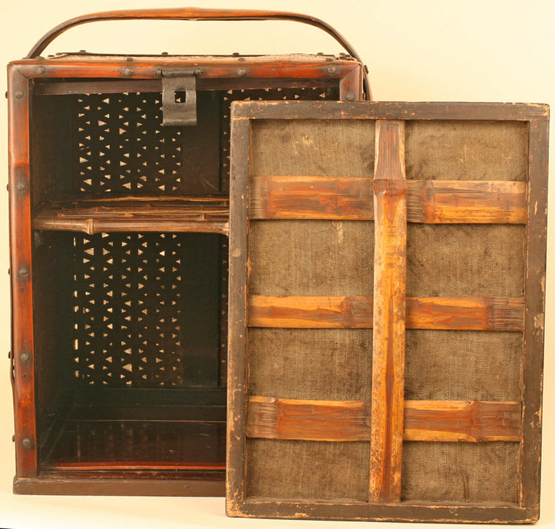 Very Rare 19thC. Japanese Woven Bamboo Tea Ceremony Box