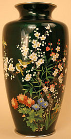 Fine Japanese Cloisonne Vase w/ Underglaze Foil Design