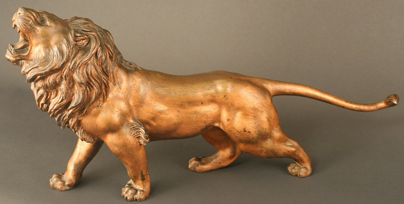 19th Century Japanese Bronze Roaring Lion Sculpture