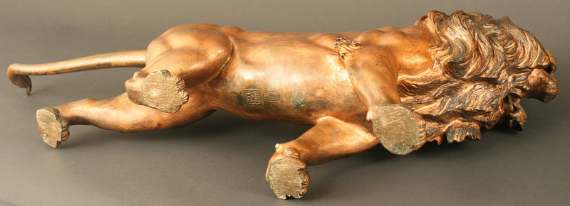 19th Century Japanese Bronze Roaring Lion Sculpture