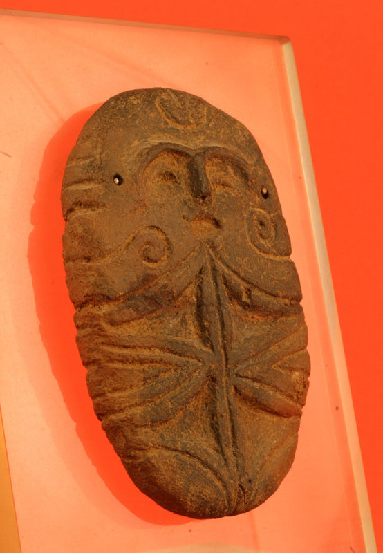 Very Rare Jomon Period Terracotta Disc of a Dogu Figure