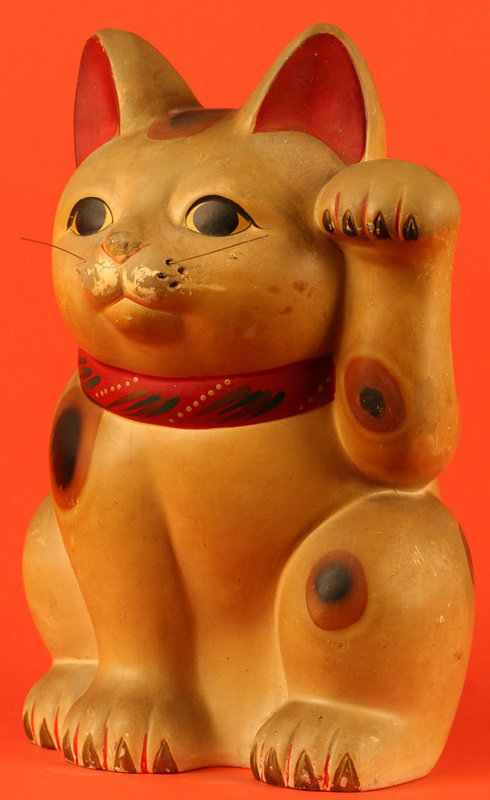 Meiji Period Maneki Neko, Japanese Beckoning Cat