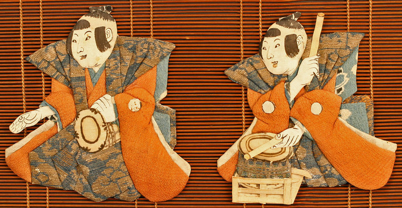 Very Rare Hina Kazari, Wall Decoration of Silk Dolls