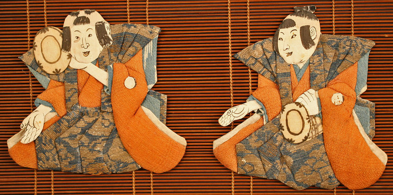 Very Rare Hina Kazari, Wall Decoration of Silk Dolls