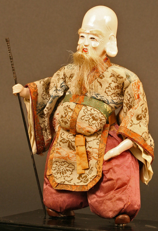 19th Century Fukurokuju, Japanese God of Wisdom Doll