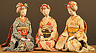 Unique Set of Three Japanese Dolls, Beautiful Girls