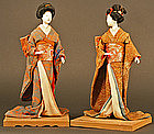 Pair of Elegant 19th Century Japanese Geisha Dolls