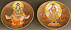 Very Rare Pair Goddess Plates by Satsuma Master Ryozan