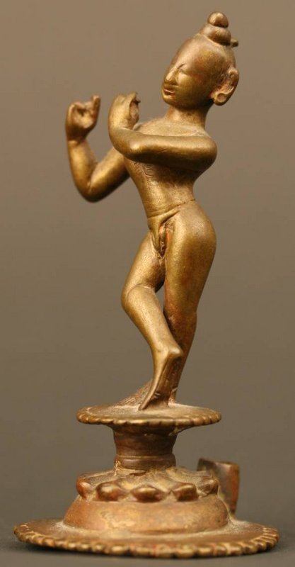 19th Century Indian Bronze Fluting Krishna Sculpture
