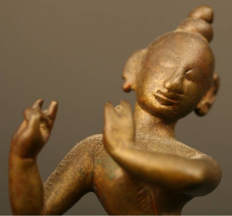 19th Century Indian Bronze Fluting Krishna Sculpture