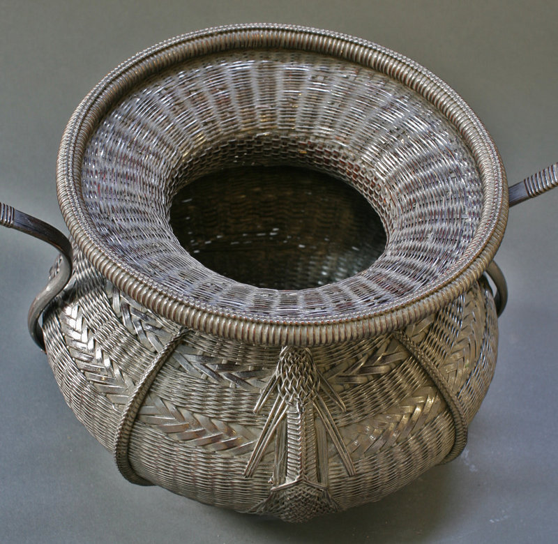 Rare Edo Period Tea Ceremony Peony Basket with Box