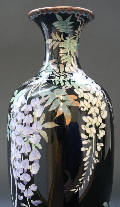 Stunning Meiji Period Midnight Blue Cloisonne Vase