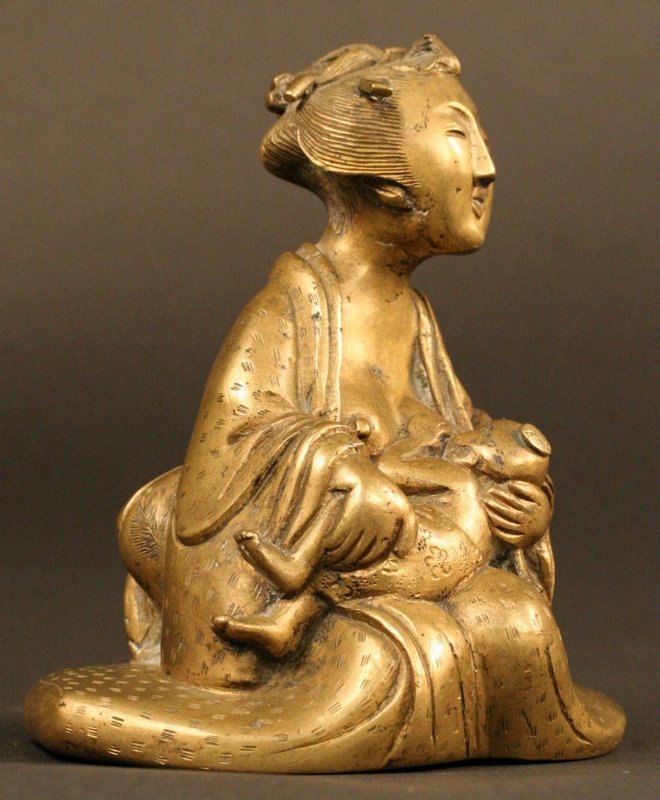 Charming Japanese Bronze Sculpture of Yamauba,19th Cty.
