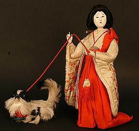 Published Ningyo of Japanese Court Lady and Dog
