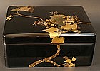 19th C. Black and Gold Flower and Foliage Lacquer Box