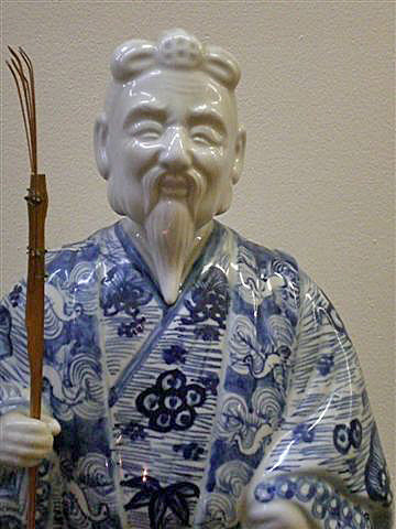 Arita Blue and White Porcelain Sculpture of Jo and Uba