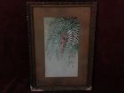 19th century California vintage art signed watercolor of pepper tree leaves