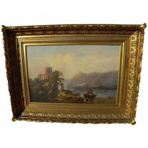 English 19th century ruins landscape painting possibly American artist