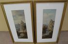 19th century European art **PAIR** of picturesque scenic landscape paintings of Tyrol